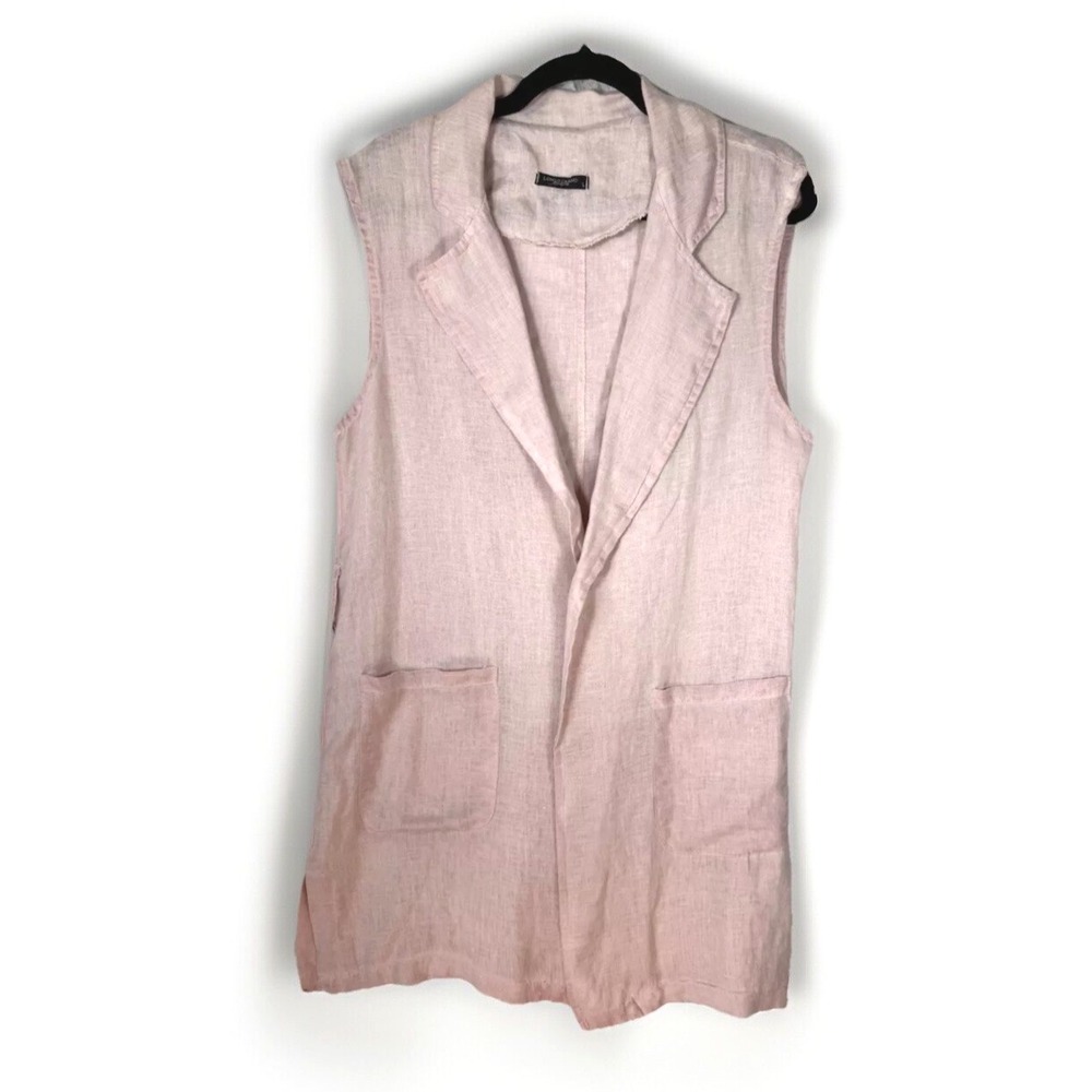 Lungo L'arno Tunic Womens Large Linen Italy Pink Long Elegant Cover-Up‎ Beach